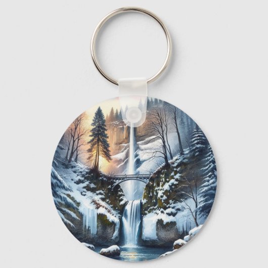 Porte-clés Multnomah Falls Snowy Christmas Tree (Recto)