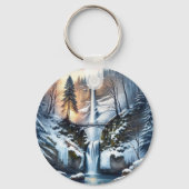 Porte-clés Multnomah Falls Snowy Christmas Tree (Verso)