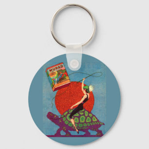 Porte-clés Murad cigarettes dame équitation tortue géante