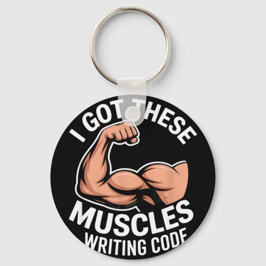 Porte-clés Muscles drôles écrivant du code disent programmeur (Recto)