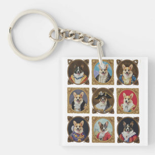 Porte-clés Musée Vintage Mur, Portraits de chiens Corgi hilar