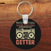 Porte-clés Music Makes Everything Better Old School Boom (Recto)