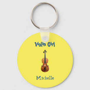 Porte-clés Music Monogram Violin Girl Cute Yellow