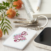 Porte-clés Musical treble clef notes with sakura flowers (Devant droit)
