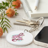 Porte-clés Musical treble clef notes with sakura flowers (Devant droit)