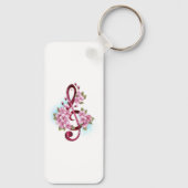 Porte-clés Musical treble clef notes with sakura flowers (Verso)