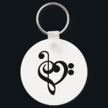 Porte-clés Musicien Coeur de musique - Treble Bass Clef<br><div class="desc">Treble Bass Clef Heart - design de ventilateur de musique. L'art de la silhouette noire - J'aime le symbole musical pour tous les musiciens. OEuvre simple et minimaliste pour inspirer et express un amour de la musique. > Utilisez pour l'appréciation de l'enseignant, les récitals musicaux ou le prix de l'élève,...</div>