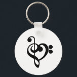 Porte-clés Musicien Coeur de musique - Treble Bass Clef<br><div class="desc">Treble Bass Clef Heart - design de ventilateur de musique. L'art de la silhouette noire - J'aime le symbole musical pour tous les musiciens. OEuvre simple et minimaliste pour inspirer et express un amour de la musique. > Utilisez pour l'appréciation de l'enseignant, les récitals musicaux ou le prix de l'élève,...</div>