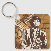 Porte-clés Musicien de jazz avec saxophone (Recto)