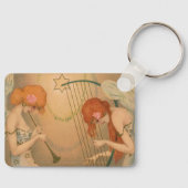 Porte-clés Musiciens Anges Musique Ancienne Flûte Harpe (Recto)