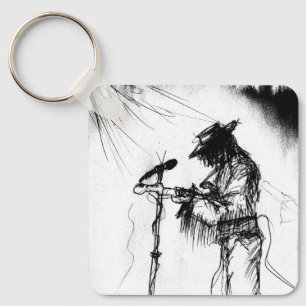 Porte-clés Musique Blues Live Band Croquis d'Art de Guitare