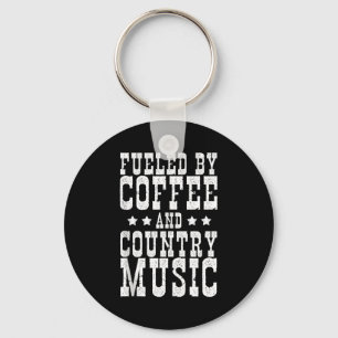 Porte-clés Musique Country & Café - Citation Drôle Wester