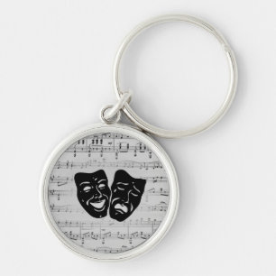 Porte-clés Musique d'argent et masques de théâtre