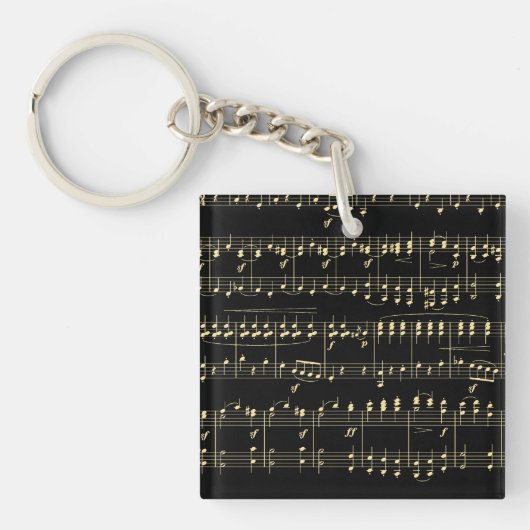Porte-clés Musique dorée sur fond noir (Devant)