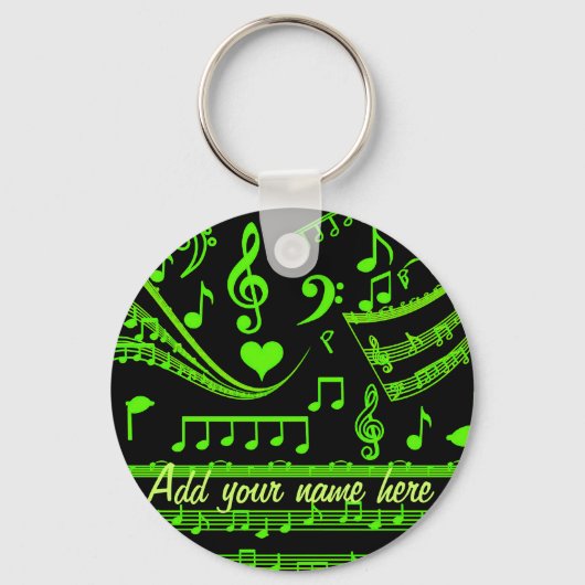 Porte-clés Musique et moi, En vert_ (Recto)