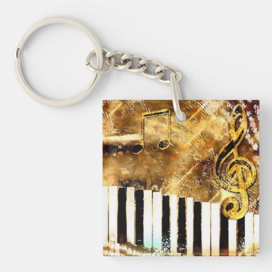 Porte-clés Musique et notes élégantes pour piano (Devant)