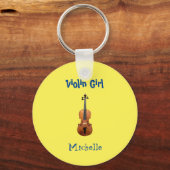 Porte-clés Musique Monogramme Violon Fille mignonne Jaune (Recto)