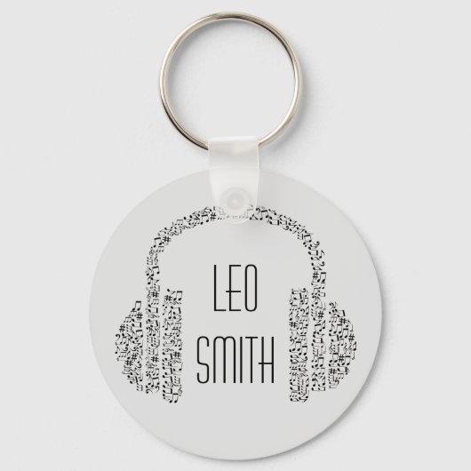 Porte-clés Musique notes casque DJ moderne (Recto)