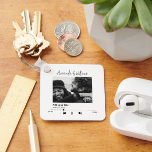 Porte-clés Musique personnalisée et photo de chanson sur un p