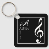 Porte-clés Musique Porte - clé noir élégamment Monogrammé (Recto)