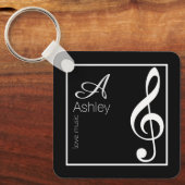 Porte-clés Musique Porte - clé noir élégamment Monogrammé (Recto)