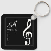 Porte-clés Musique Porte - clé noir élégamment Monogrammé (Dos)