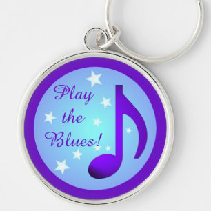 Porte-clés Musique violette Note Blue Circle Stars Play the B