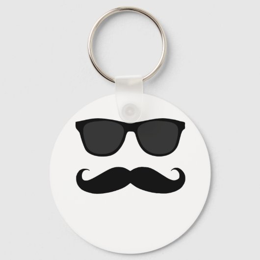 Porte-clés Mustache noire et lunettes de soleil Cadeau Humour (Recto)
