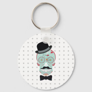 Porte-clés Mustache Top Hat Bicycle Sugar Skull keychain.