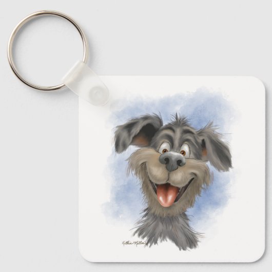 Porte-clés Mutt hilare – Dessin animé de chien mignon (Recto)