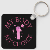Porte-clés My Body My Choice Pink Fist Feminist (Dos)