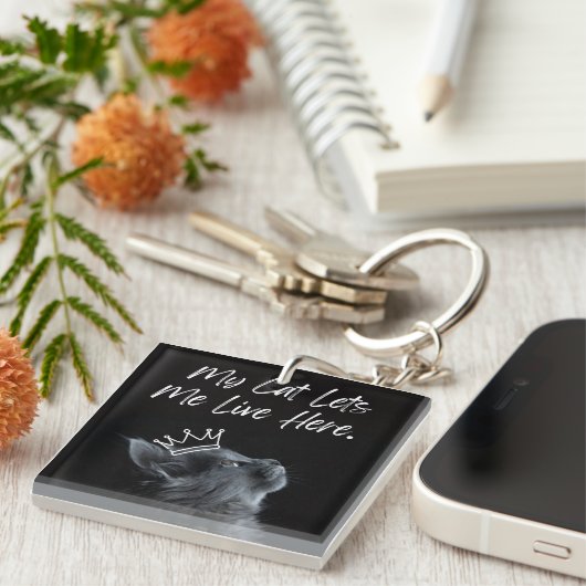 Porte-clés My Cat Lets Me Live Here (Devant Droit)