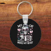 Porte-clés My Cat Never Broke My Heart Funny Skeleton Cat Val (Recto)