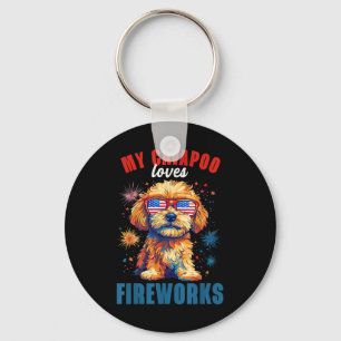 Porte-clés My Cavapoo Aime Les Feux 4 juillet Patriotique D
