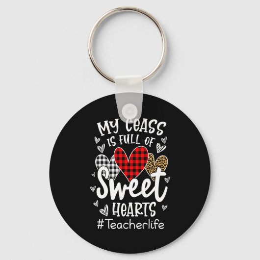 Porte-clés My Cl Is Full Of Heart Red Plaid Leopard Valent (Recto)