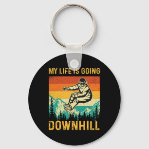 Porte-clés My Life Is Go Downhill - Snowboarder Snowboardi