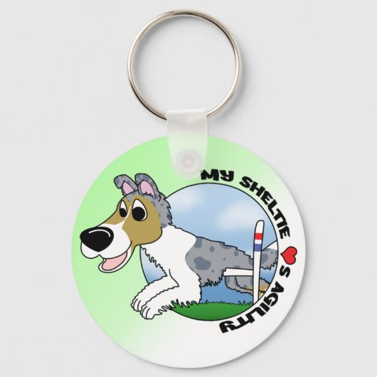 Porte-clés My Sheltie aime l'agilité (Recto)