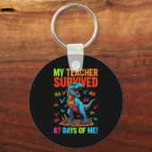 Porte-clés My Teacher Survived 67 Days Of School 67 Meme Dino (Recto)