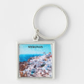 Porte-clés Mykonos Grèce aquarelle peinture (Devant)