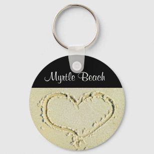 Porte-clés Myrtle Beach SC Heart sur un Porte - clé de plage 