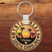 Porte-clés Myrtle Beach South Carolina Retro Sunset Souvenir (Recto)
