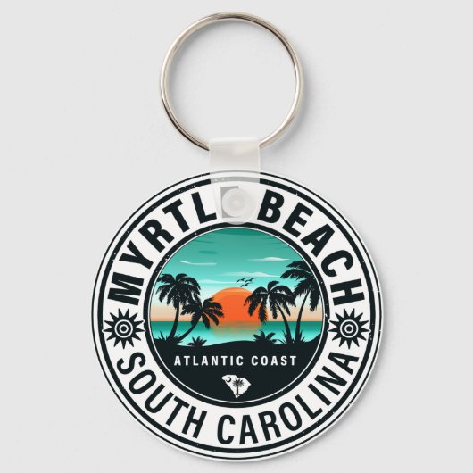 Porte-clés Myrtle Beach South Carolina Retro Sunset Souvenirs (Recto)