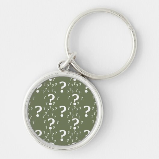 Porte-clés Mystère question marque énigme puzzle vert olive (Devant)