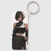 Porte-clés Mystérieux Anime Girl Cuir (Verso)