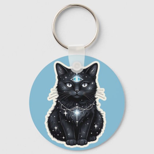 Porte-clés Mystic Galaxy Cat Keychain (Recto)