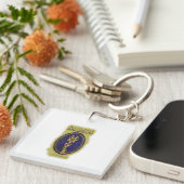 Porte-clés Mystic Golden Key & Bloom: Elegant Logo Design Key (Devant Droit)
