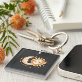 Porte-clés Mystic Moon and Sun Celestial Boho Style (Devant Droit)
