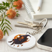 Porte-clés "Mystic Moon Witch - Carrelage d'art en céramique (Devant Droit)