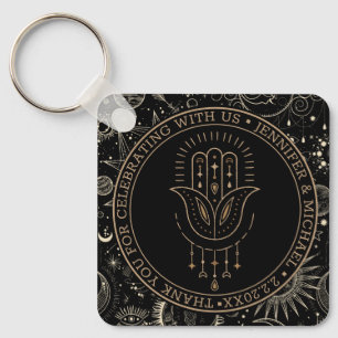 Porte-clés mystique céleste or noir mariage merci