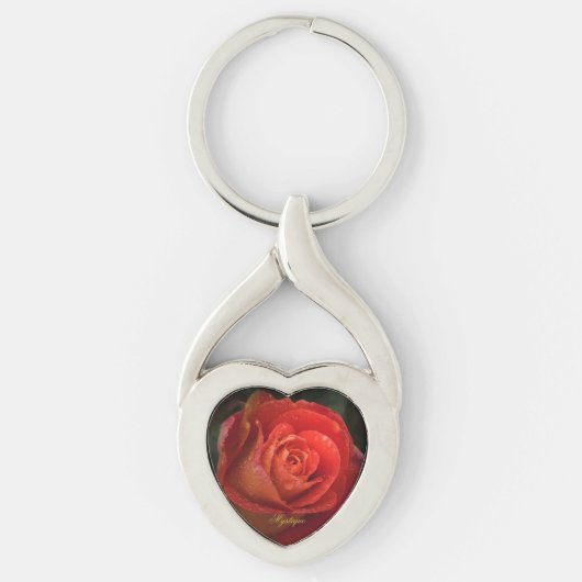Porte-clés Mystique Dark Botanical Red Orange Rose Keyring (Devant)